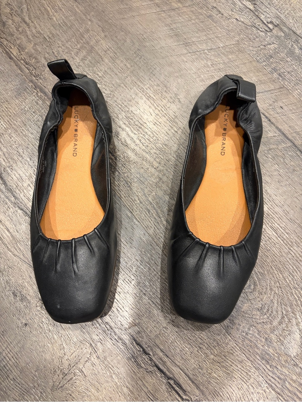 Lucky Brand Black Square-Toe Ballet Flats